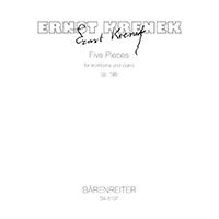 トロンボーン＆ピアノ：トロンボーンとピアノのための5つの小品(スコア）／エルンスト・クルシェネク【ソロ輸入楽譜】