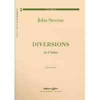 テューバ4重奏（ユーフォ・テューバ4重奏）：ディヴァージョンズ ／ジョン・スティーブンス【アンサンブル輸入楽譜】