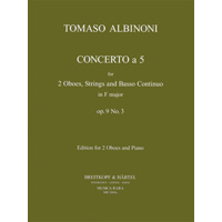 オーボエ2重奏＆ピアノ：5声の協奏曲 Op. 9-3 （ピアノリダクション版）／トマゾ・アルビノーニ(フランツ・ギーグリング)【デュオ輸入楽譜】