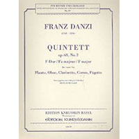 木管5重奏：木管五重奏曲 ヘ長調 Op.68 No.2(パート譜のみ）／フランツ・ダンツィ【アンサンブル輸入楽譜】