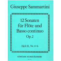 フルート＆ピアノ（通奏低音）：フルートのための12のソナタ Op.2 第2巻／ジュゼッペ・サンマルティーニ【ソロ輸入楽譜】