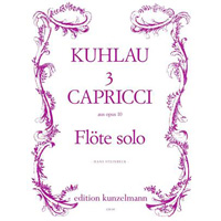 無伴奏フルート：3つのカプリッチョ Op.10／フリードリヒ・クーラウ（ハンス・シュタインベック）【ソロ輸入楽譜】