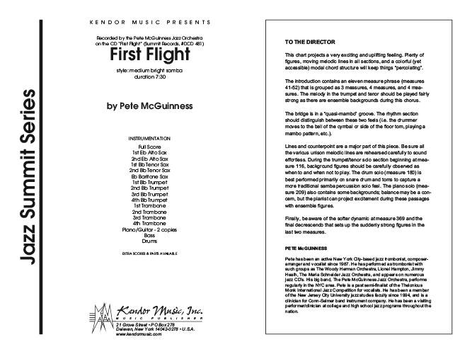 ファースト・フライト（スコアのみ）／ピート・マクギネス【ジャズ輸入楽譜】