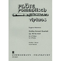フルート4重奏：協奏的大四重奏曲　嬰へ短調 Op.46（パート譜セット）／ウジェーヌ・ワルキエ【アンサンブル輸入楽譜】