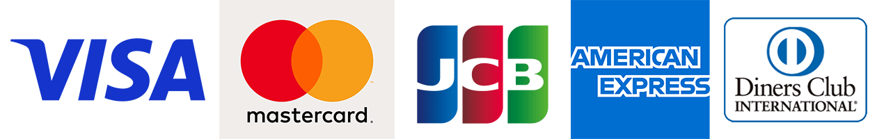 VISA、MASTER、JCB、AMEX、Diners Club
